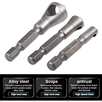 YGRETTE - JIGONG MATA BOR PREMIUM DRILL BIT COUNTERSINK 3PCS 6.35MM 90 Degrees  90 DERAJAT Countersink Bit Set Deburring Drill Bits Tapper Hole Cutter Wood Metal Plastic Chamfer Set