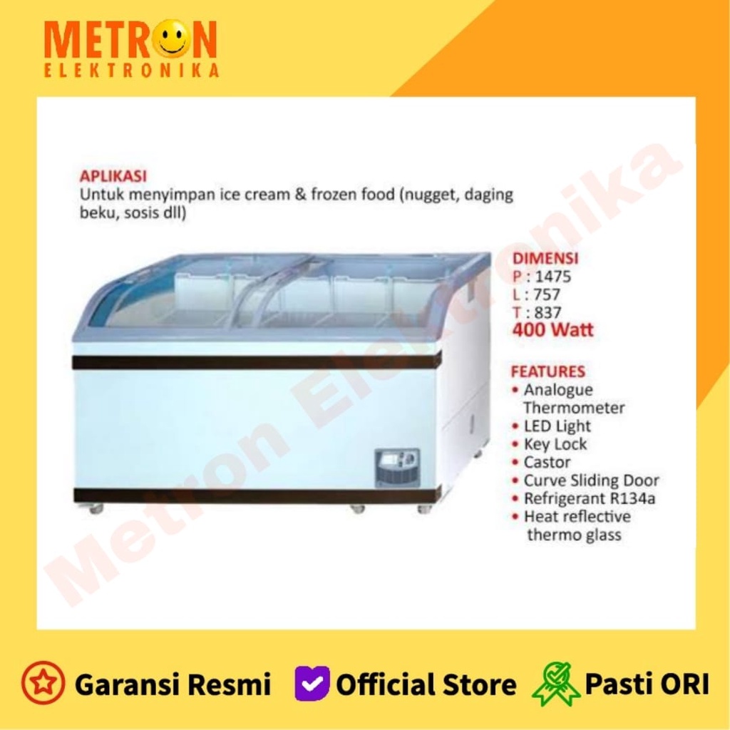 GEA SD 500 BY - SLIDING CURVE GLASS FREEZER 500 LITER / SD500BY