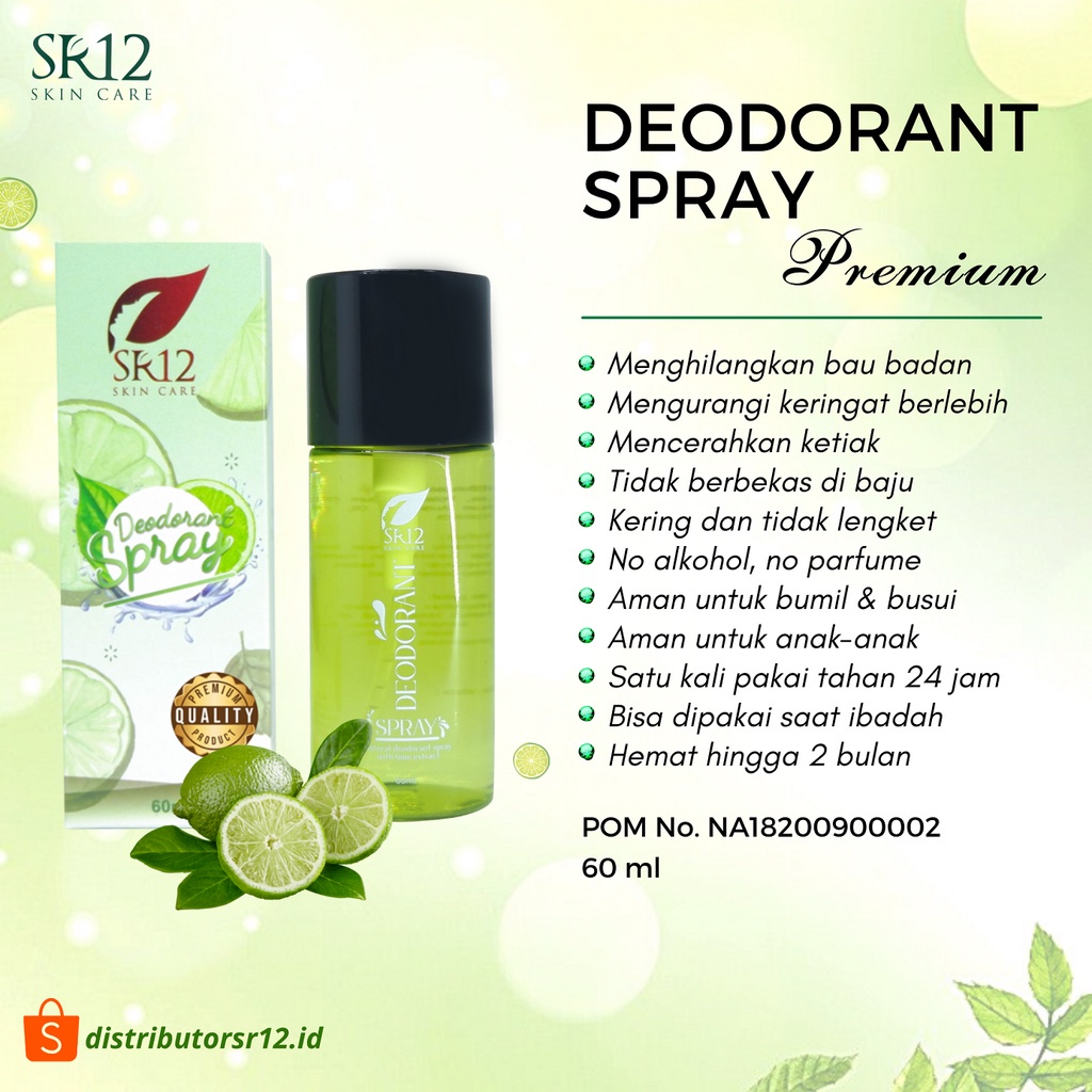 SR12 Deodorant Spray PREMIUM Ampuh Hilangkan Bau Badan Deo Spray Non Alkohol Aman Anak Dan Remaja SR12 Herbal Skincare