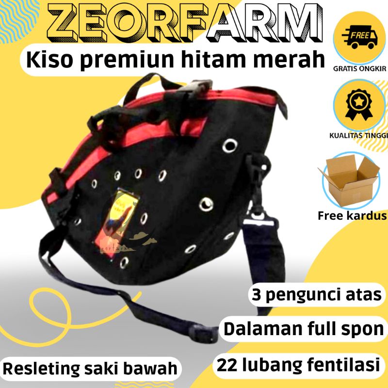 tas kiso ayam premium super nyaman berkualitas tinggi hitam strep merah zeorfarm