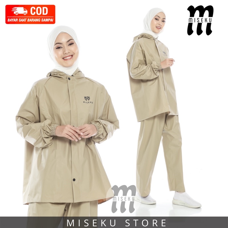 JAS HUJAN, RAINCOAT Pria Wanita Terbaik By MISEKU Anti Rembes Mocca