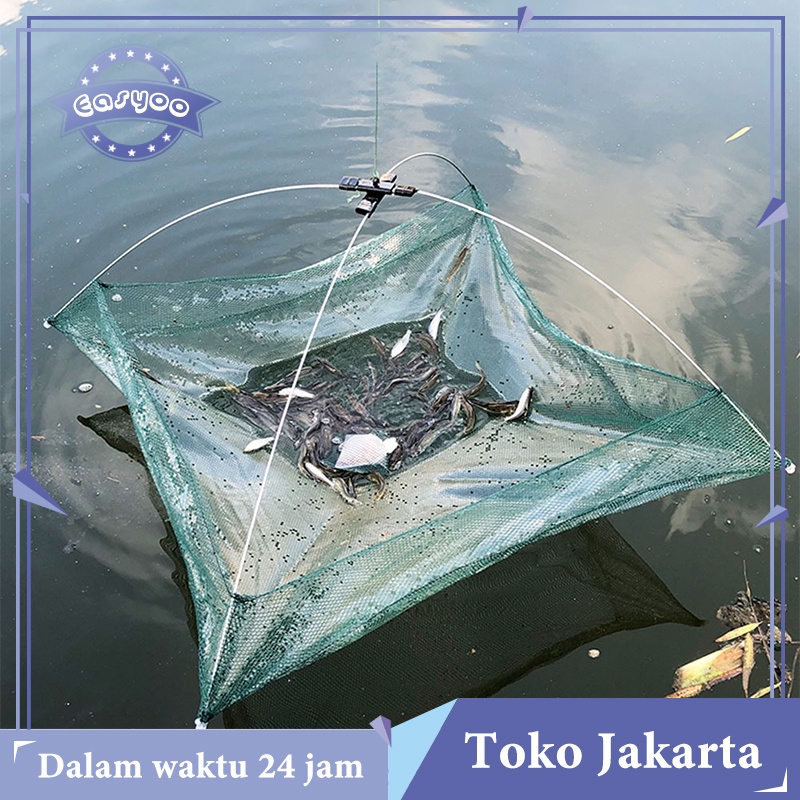 80cm Jala Udang Lipat Perangkap Udang Perangkap Kepiting Perangkap Ikan Bubu Payung