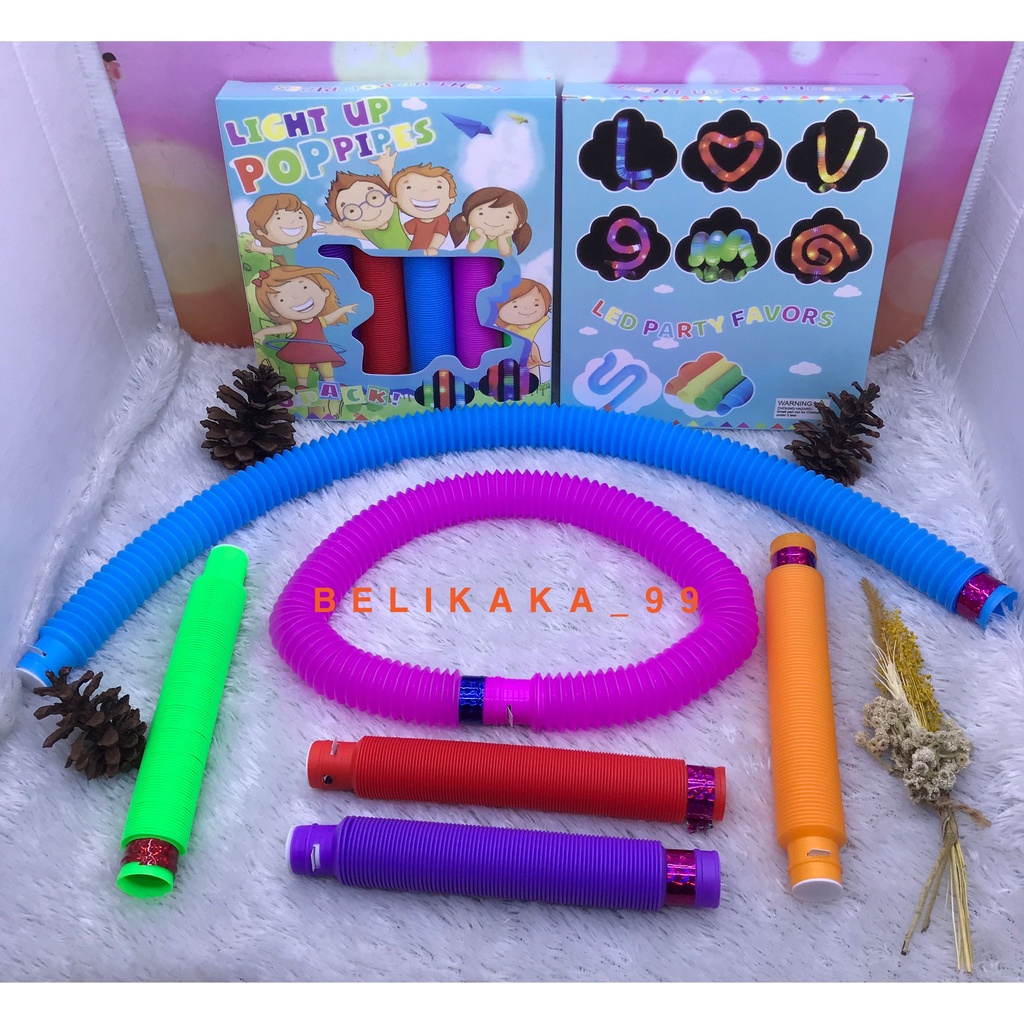 MAINAN ANAK SELANG NYALA LIGHT UP POP PIPES VIRAL / MAINAN SELANG LAMPU / POP LIGHT / SELANG LAMPU POLOS WARNA WARNI / MAINAN ANAK LAMPU LED / SELANG LED / LIGHT UP TUBES POP PIPES LED