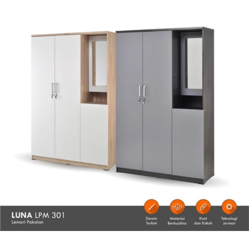 lemari pakaian meja rias lemari 3pintu lemari baju lemari minimalis LUNA LPM 301