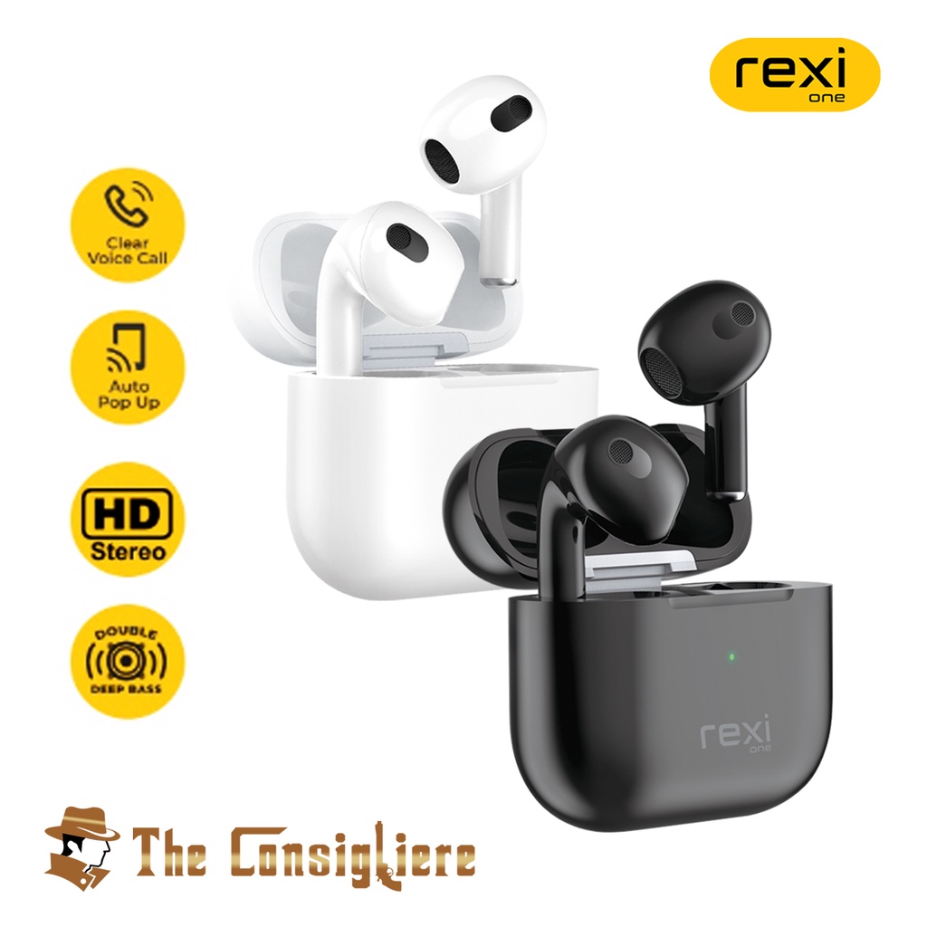 Rexi TWS Bluetooth Handsfree Rexipods WA03 Pro Bluetooth 5.0 Headset White Black