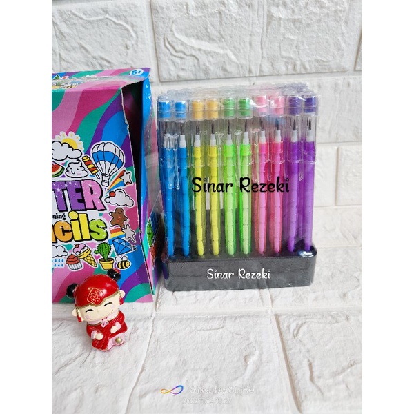 

3 buah!! Pensil putus putus murah lucu/pensil putus putus glitter/glitter non sharpening pencil