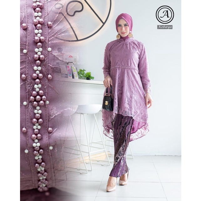 MEM&gt; STELAN TULLE KHANZA - KEBAYA AURORA PAYET - BAJU KEBAYA TULLE BORDIR - STELAN KEBAYA MODERN - KEBAYA MODERN KEKINIAN