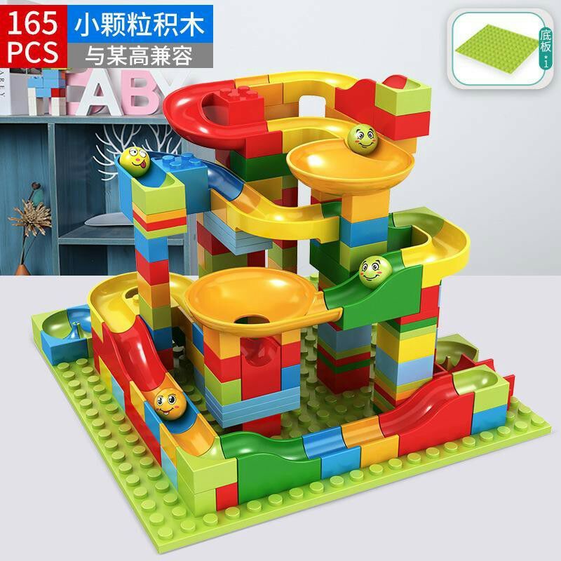 Mainan Track Building Brick Marble Race Run 168pcs Maze Block Runner