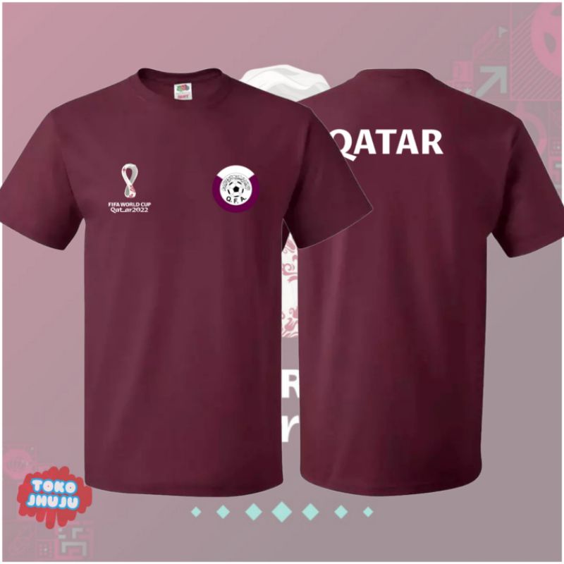 Baju Kaos Piala Dunia World Cup 2022 Team Qatar DEPAN BELAKANG