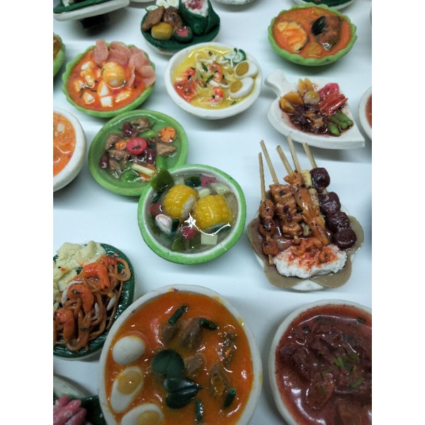 tempelan kulkas magnet makanan miniatur khas Indonesia - perlengkapan mainan barbie