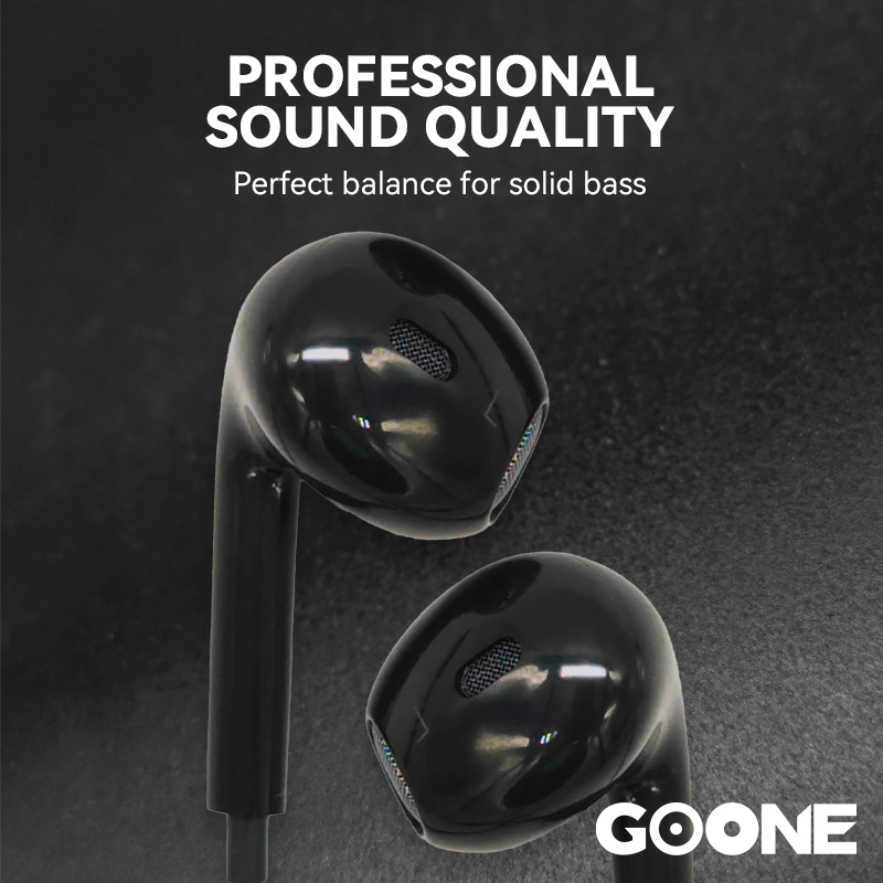 GOONE Earphone Headset Clear Sound Type C Dengan Kotak Mika Warna Biru Putih Pink Hitam