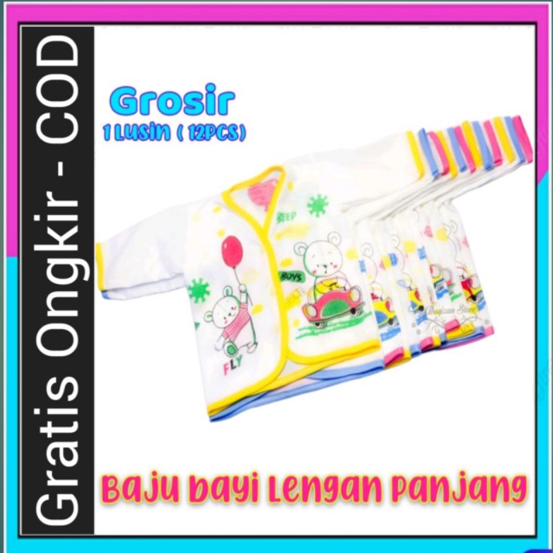 Lusinan Baju Bayi Lengan Panjang Katun &amp; Warna