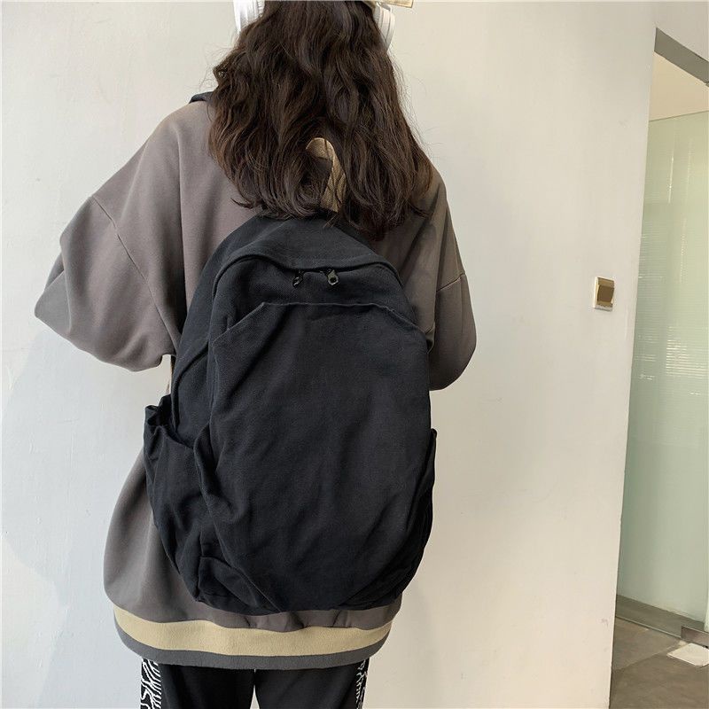 Sera Muji tas sekolah wanita versi Korea dari ransel siswa sekolah menengah pertama dengan kapasitas besar ransel kanvas retro sederhana