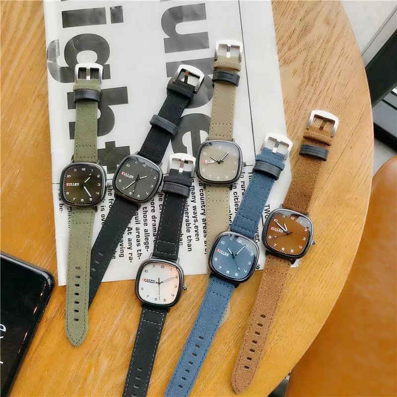 Jam Tangan Casual Fashion Analog Pria Dan Wanita Dial Kotak Import