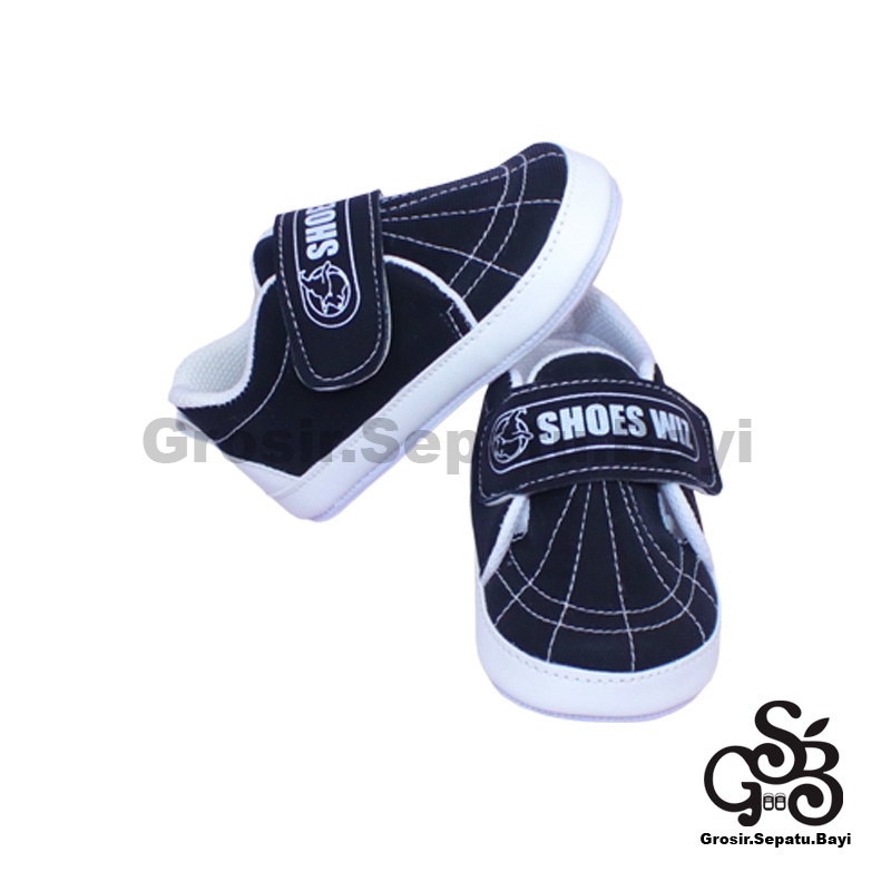 Sepatu Bayi - Baby Shoes - Prewalker  | 2-12 bulan | casual SPIDER Hitam polos ringan &amp; fleksibel