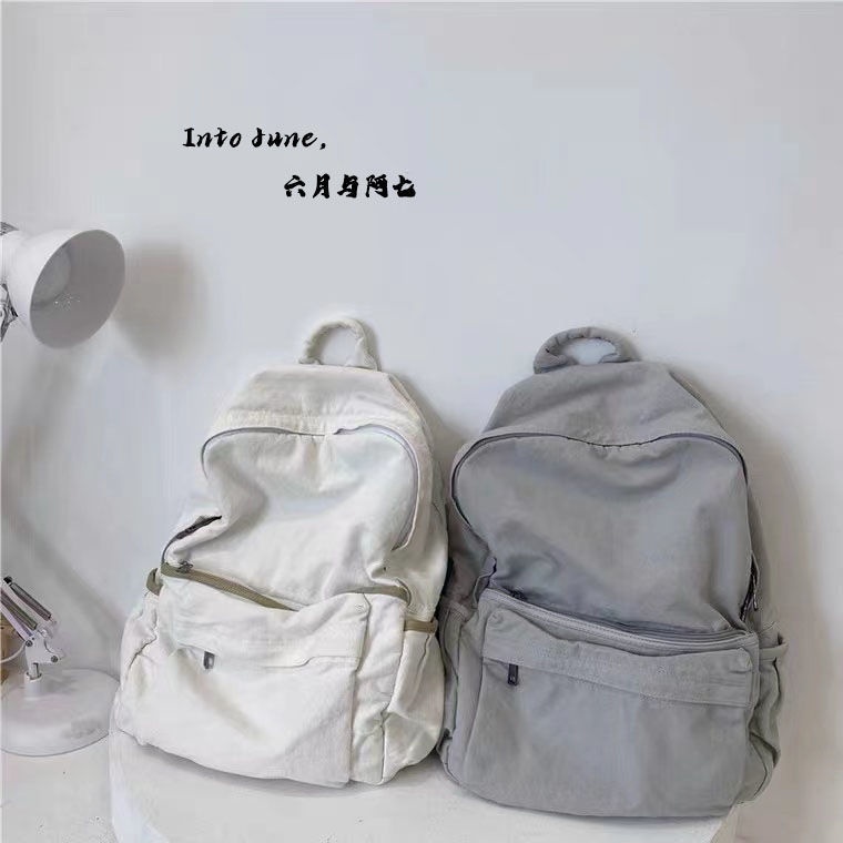 Tas Kanvas Wanita Malas Angin Jatuh Ransel Kapasitas Besar Siswa Sekolahnya♘Seraser Jepang Dicuci Kanvas Ransel Wanita Sederhana Serbaguna Tas Sekolah Tinggi Retro Jatuh Harajuku Gaya Tas Travel