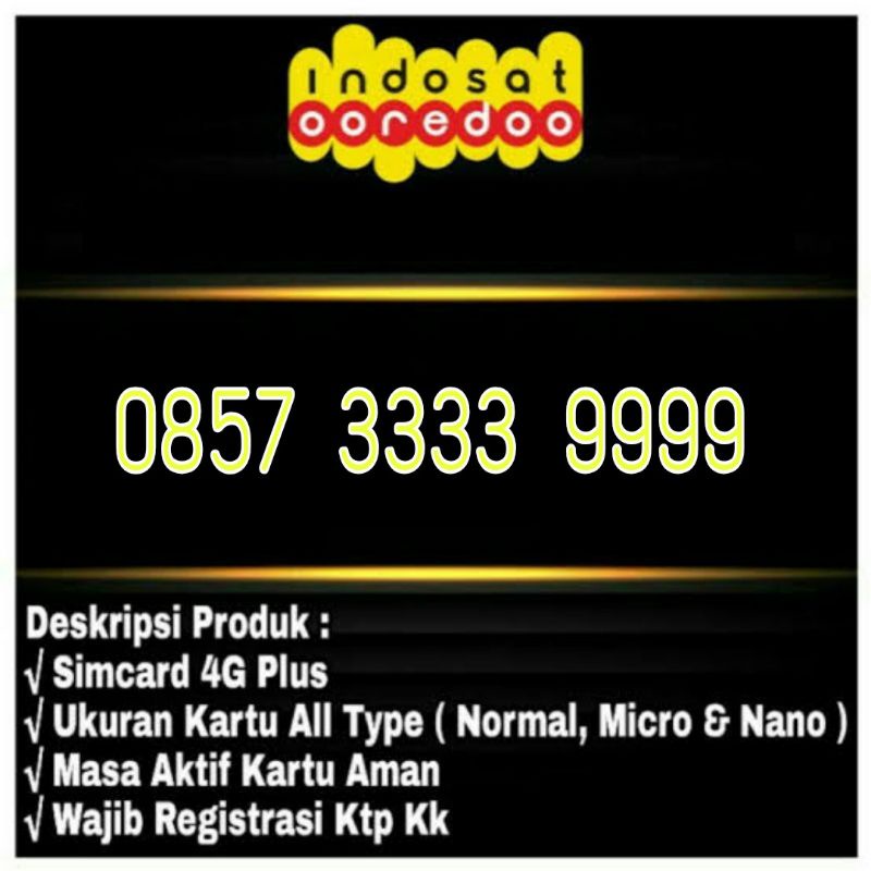 nomor cantik nomor kartu perdana Indosat IM3 oredo 4g lte keren unik manis murah dobel kwartet 33 33