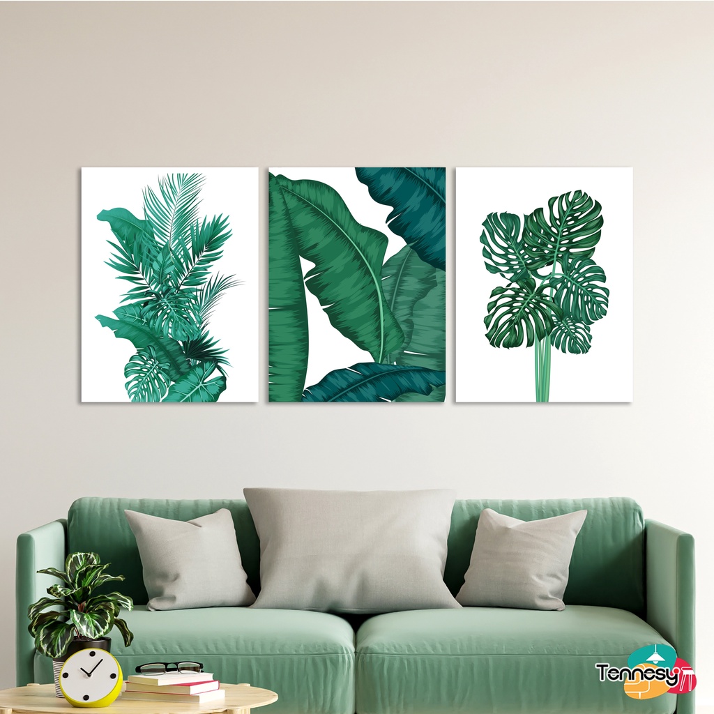 HIASAN DINDING WALL DECOR 15x20CM PAJANGAN POSTER DEKORASI KAMAR RUMAH DAUN BESAR LEAF GREEN