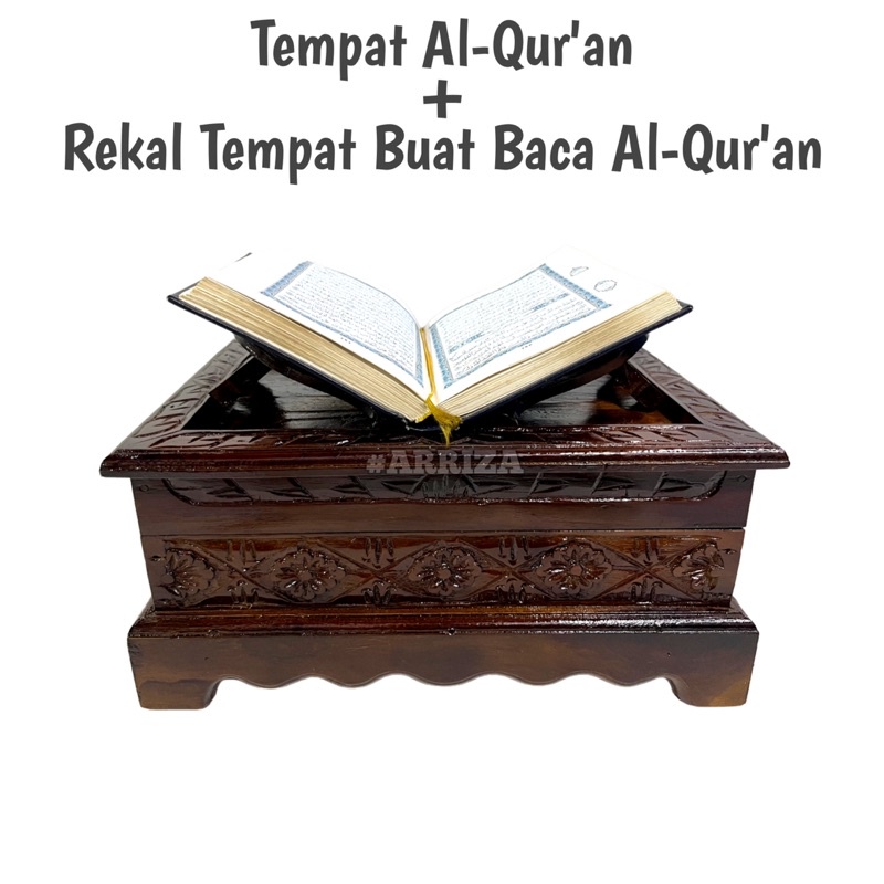 TEMPAT KITAB AL-QURAN + REKAL TEMPAT MEMBACA AL QURAN KAYU JATI ASLI