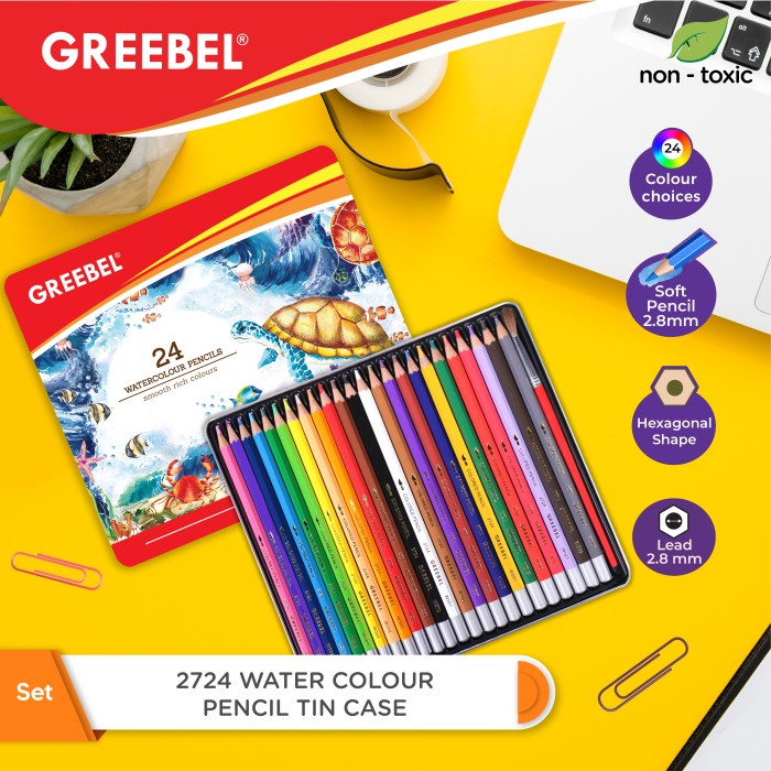 

GREEBEL 2724 Water Colour Pencil TIN Case 24 Warna