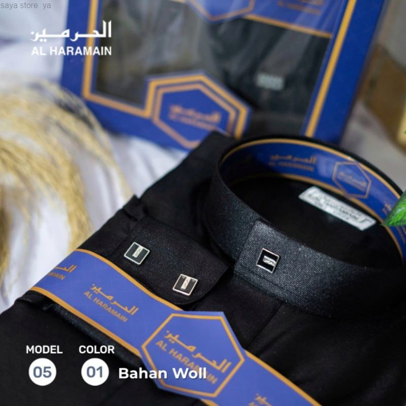 JUBAH HAROMAIN WOLL PUTIH KANCING KOTAK PREMIUM/AL HARAMAIN WOLL MANSET PREMIUM
