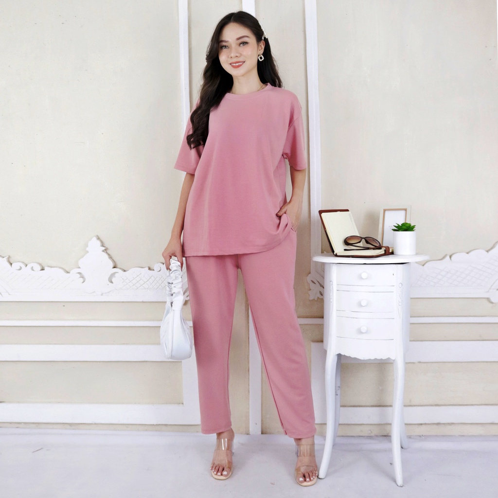 Setelan Celana Panjang | One Set kaos polos Celana Panjang | homewear Daily Set ADEM HALUS TEBAL