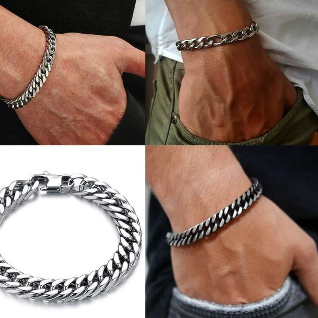 Gelang Pria Rantai / Gelang Rantai Pria / Gelang Rantai Baja Putih