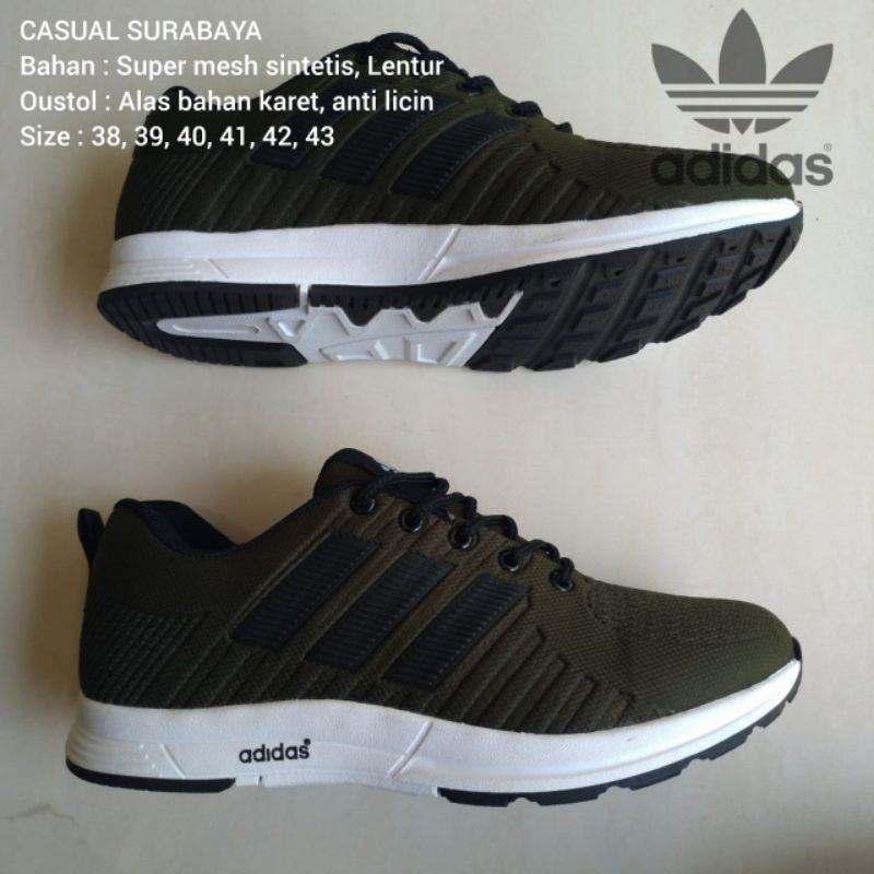 SEPATU SPORT HIJAU ARMY ALAS KARET PRIA