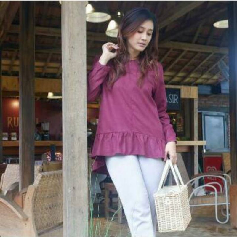 Tiara blouse crinkel full kancing