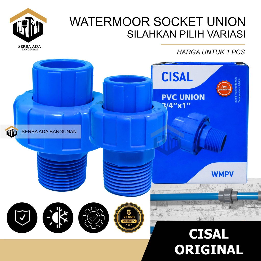 WATERMUR WATERMOOR POLOS PVC 1 - 1/2 - 3/4 INCH  WATER UNION SOCKET SAMBUNGAN DRAT PIPA