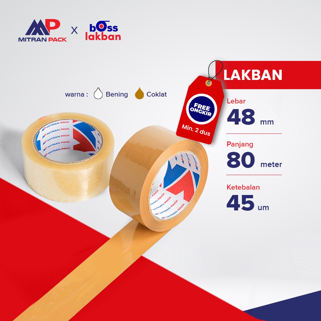 

Lakban Bening / Coklat 90 yard FULL x 48 mm / 2 inch Mitran Pack