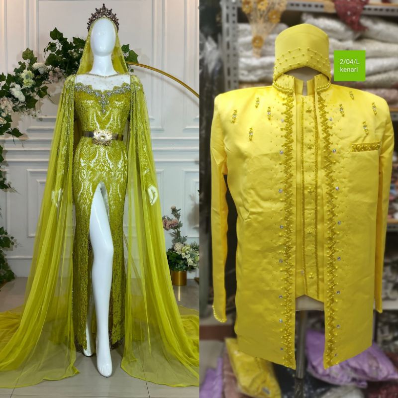 TERLARIS CAUPLE  PASANGAN KEBAYA AKAD MODREN /KEBAYA PASANGAN TERBARU// AKAD EKOR PREMIUN//BAJU PENGANTIN TERBARU|KEBAYA DRESS COUPLE|KEBAYA MASA KINI