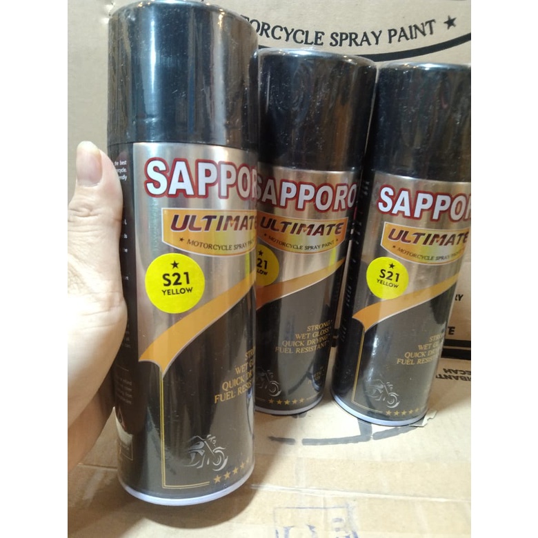 cat spray pilok pilox cat semprot sapporo ultimate s21 yellow kuning glossy kuning cerah saporo  400ml