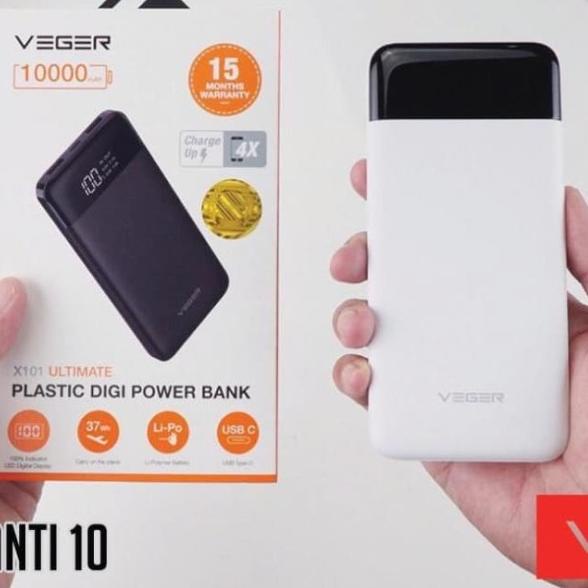Power Bank VEGER ULTIMATE LED DIGITAL 10000 mAh X101 - Hitam