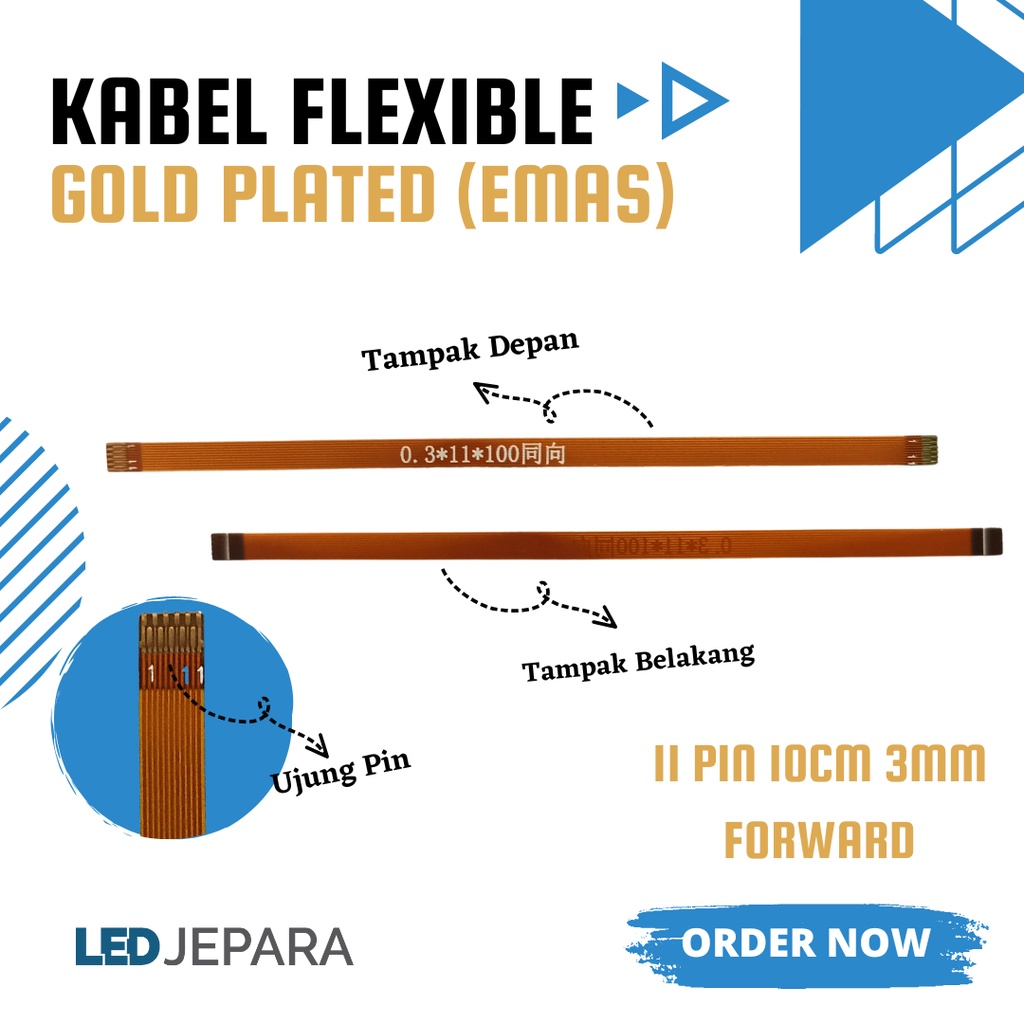 Kabel Flexible Laptop Lapis Emas Kabel Flat Gold Plated Flat Cable Gold Plated 11Pin