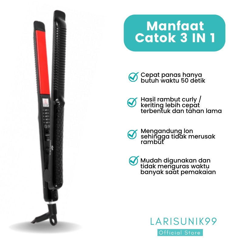 Catokan Rambut Wanita Pelurus Curly Perawatan Rambut Catok Curly 3 in 1 Keriting Pengeriting Alat Pelurus Keriting Kriting Curler Catokan Gelombang Lurus Ion Tourmaline Keramik Perawatan Kecantikan Ori Original Premium Terbaru