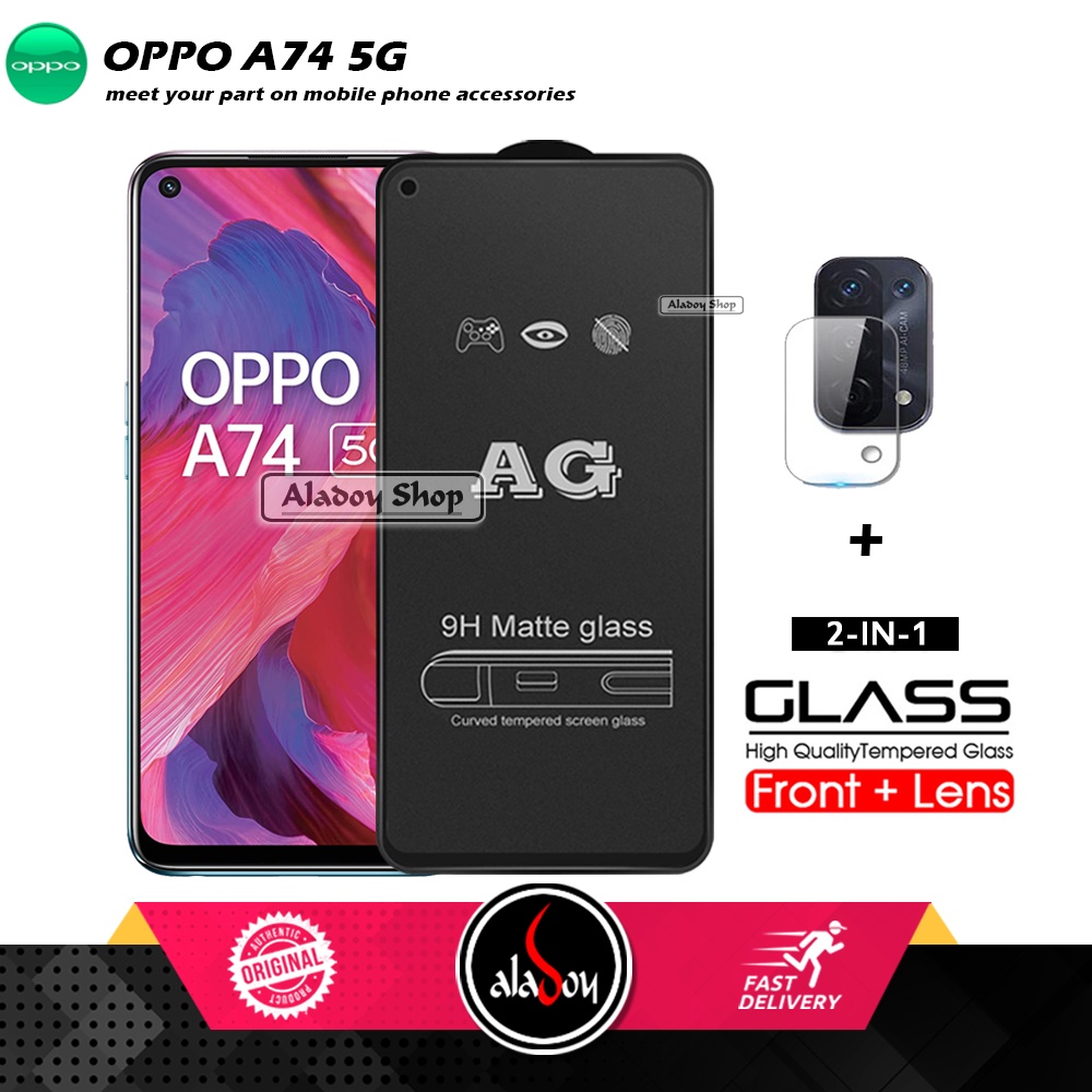 Oppo A74 5G PAKET 2IN1 Tempered Glass Matte Anti Glare Full Layar dan Tempered Glass Kamera