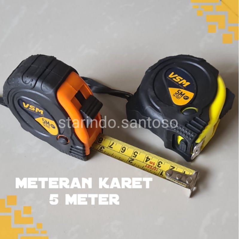 METERAN ROLL BODY KARET 3m 5m autostop autolock selflock 3 5 meter tukang