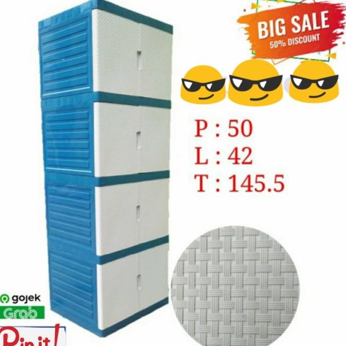 

Lemari plastik 4 susun ARTHA model rotan stock ready