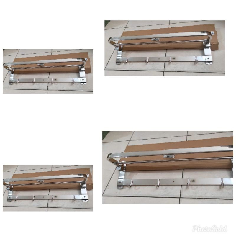 (SerbaSerbi)Gantungan handuk Lipat /Rak handuk Kait Bahan Stainless Tebal -2 baris  AM 01