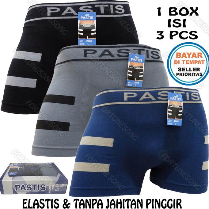 3 Pcs Celana Dalam Pria Boxer Pastis / Pastis Tanpa Jahitan 1 box