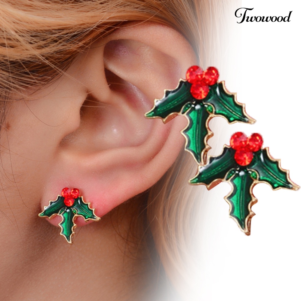 8 Pasang Anting Stud Desain Pohon Natal Rusa Snowflake Gingerbread Man