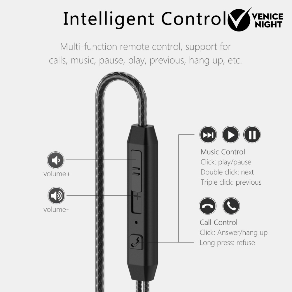 (VNEP) (Berkabel) D1 Stylish 3.5mm In-ear Metal Earphone Stereo Mobile Phone Headset dengan Mic