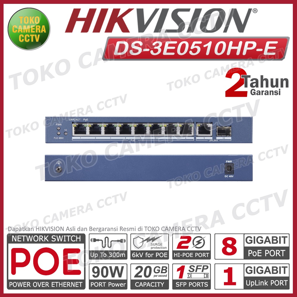 SWITCH POE 8 PORT GIGABIT HIKVISION DS-3E0510HP-E HIGH POWER