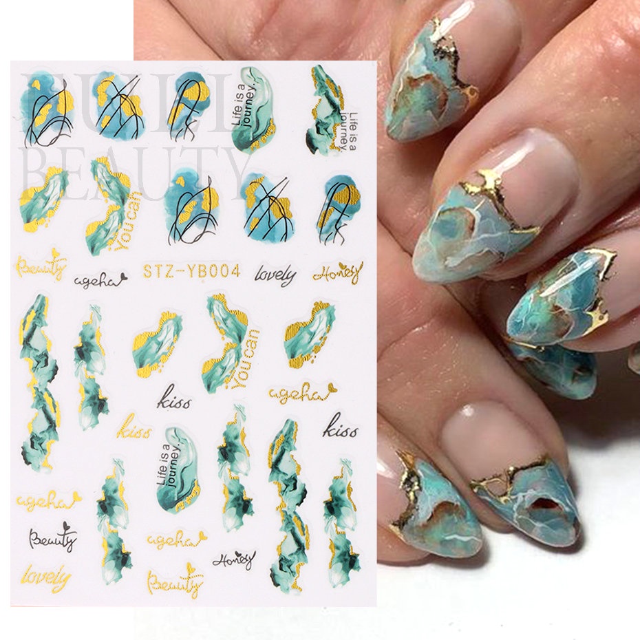Stiker Kuku 3D Motif Marmer Untuk Nail Art