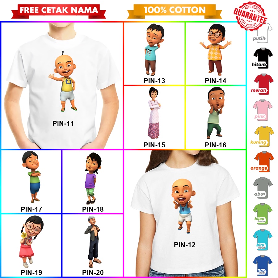 [FREE NAMA!!] Baju Kaos  ANAK UPIN IPIN BANYAK MOTIF