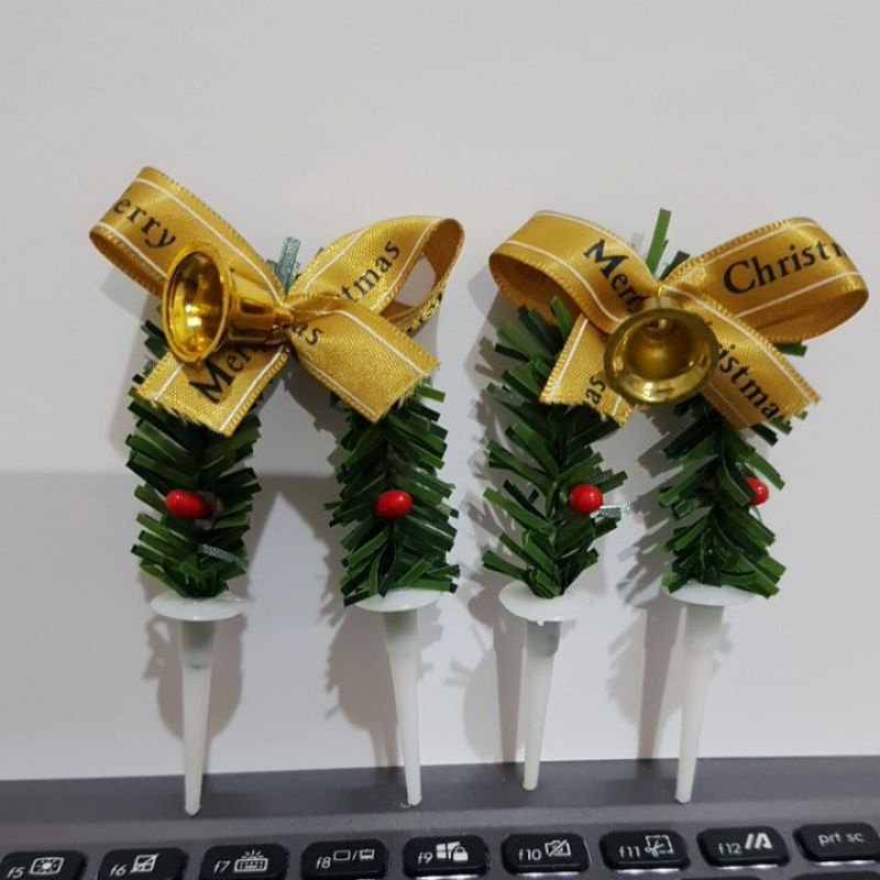 Tusukan Stick pohon natal Hiasan Kue cake Topper Christmas tree whreat