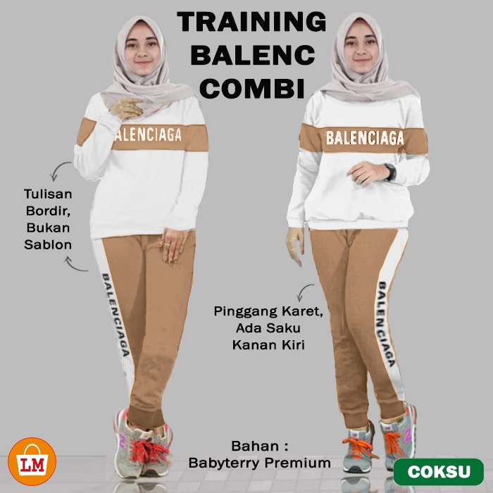 Baju Setelan Olahraga Senam Training Wanita B Combi L XL XXL XXXL LMS 07352 07356 07360 07364