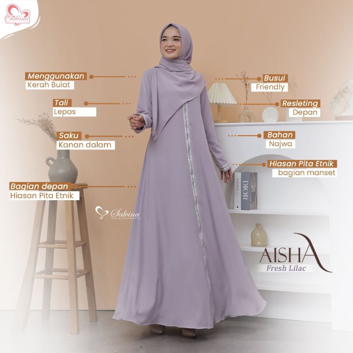 AISHA ABAYA SALVINA - FRESH LILAC, segiempat(T9P3) Gamis abaya terbaru Dres abaya turki Gamis abaya 