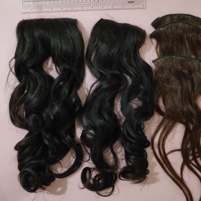 Hair Extension Dark Brown 40 cm Preloved Hair Clip Rambut Palsu